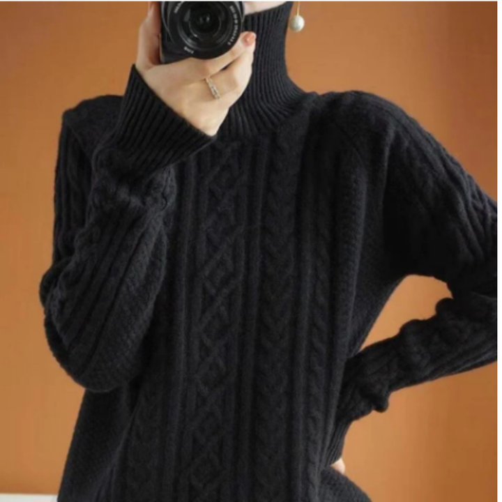 Tommie | Warm Turtle Neck Cable Knit Sweater For Women