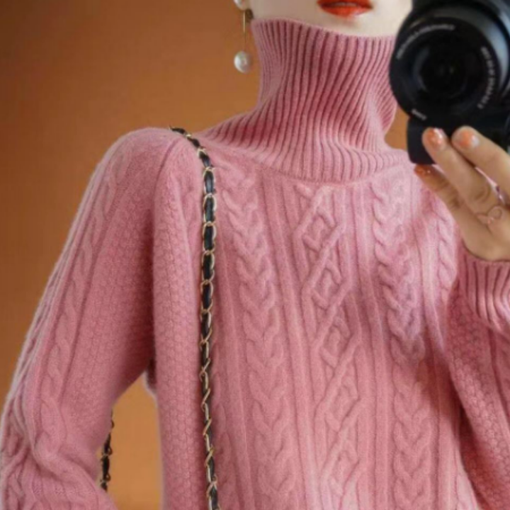 Tommie | Warm Turtle Neck Cable Knit Sweater For Women