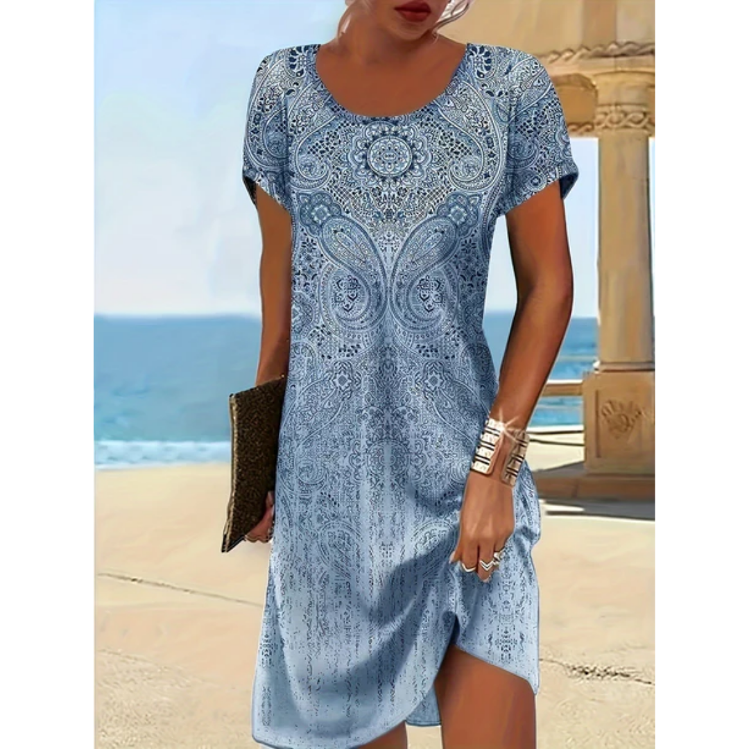 Malia | Summer Short Sleeve Boho Mini Dress For Women