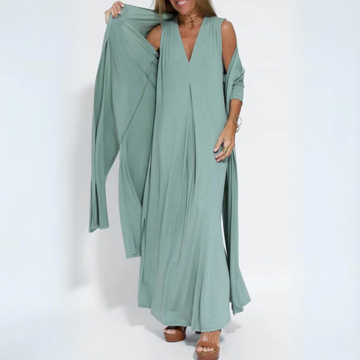 Gadar | Summer V Neck Maxi Dress With Long Cover Up For Women