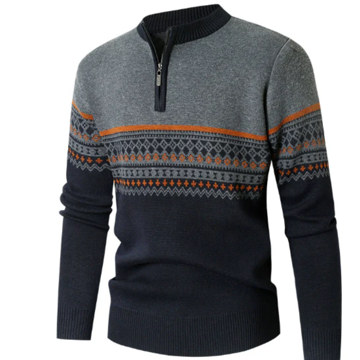 Chucky | Warm Printed Half Zip Sweater For Men