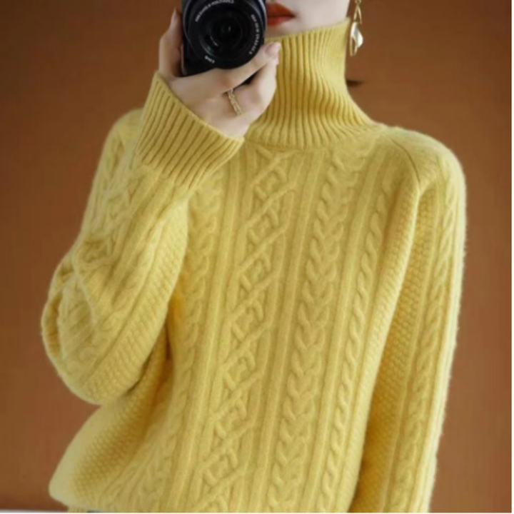 Tommie | Warm Turtle Neck Cable Knit Sweater For Women