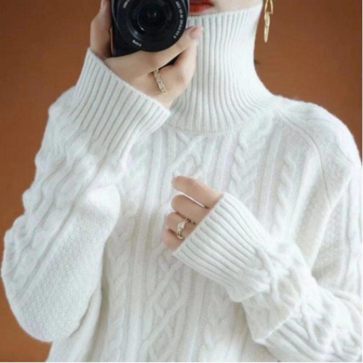 Tommie | Warm Turtle Neck Cable Knit Sweater For Women