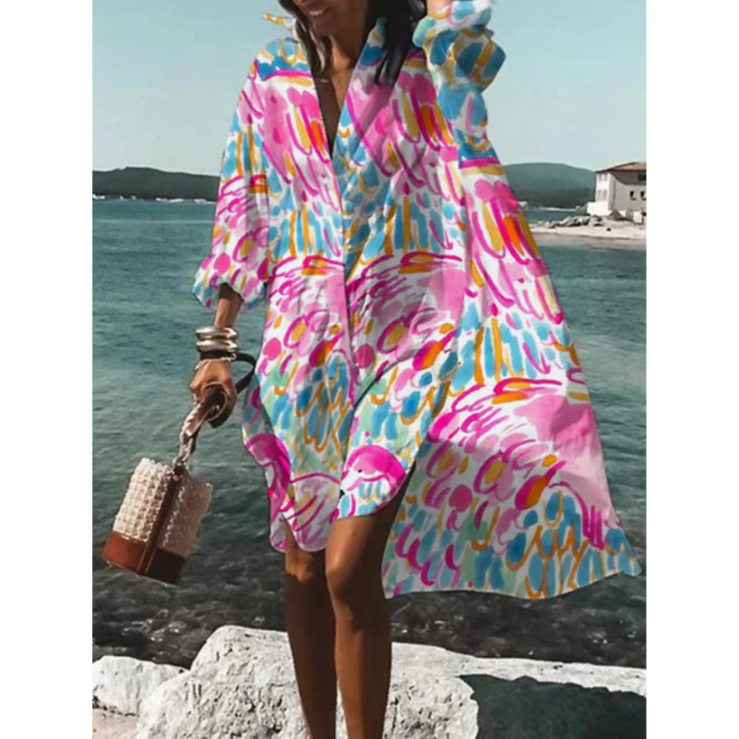 Rosa | Summer Printed Oversized Midi Dress For Women