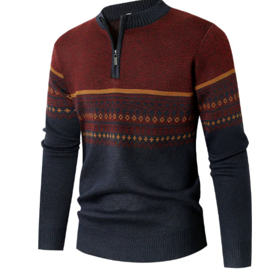 Chucky | Warm Printed Half Zip Sweater For Men