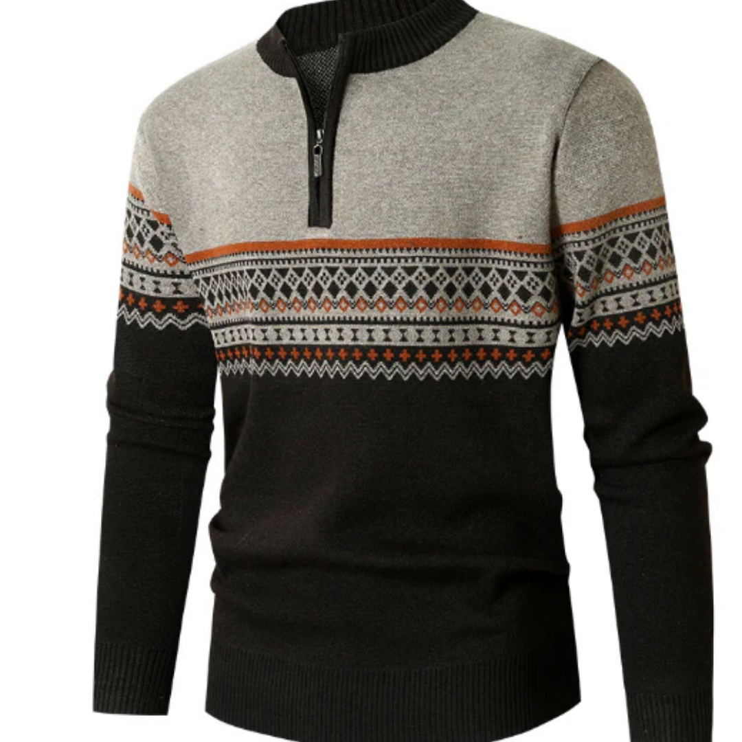 Chucky | Warm Printed Half Zip Sweater For Men