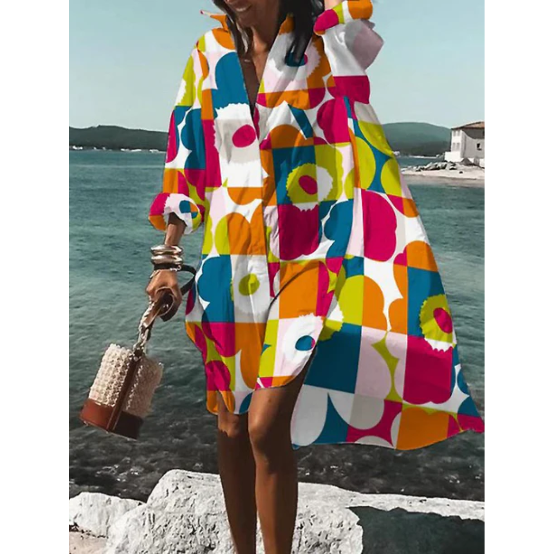 Rosa | Summer Printed Oversized Midi Dress For Women