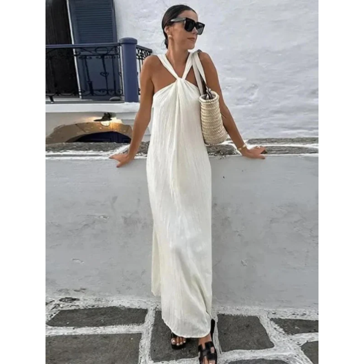 Aloysa | Elegant Summer Beach Halter Maxi Dress For Women