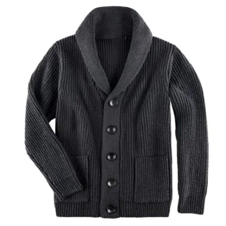 Viorel | Warm Shawl Collar Ribbed Cardigan For Men