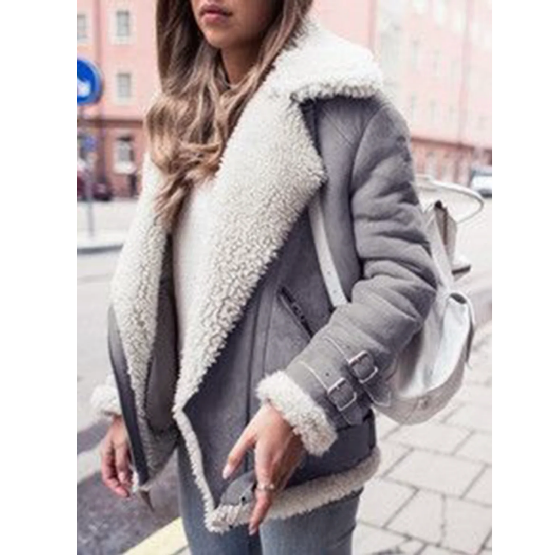 Mel | Comfortable Warm Lapel Collar Short Coat For Women