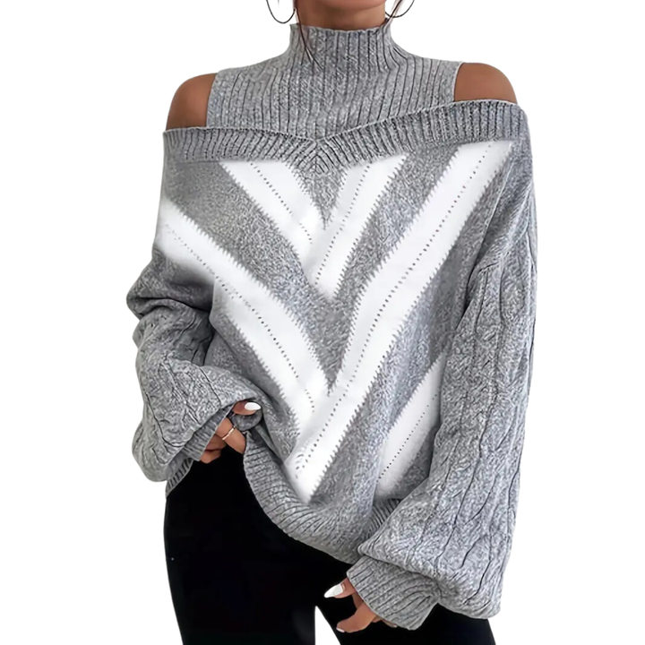 Kinley | Stylish Warm Geometric Print Knitted Sweater For Women