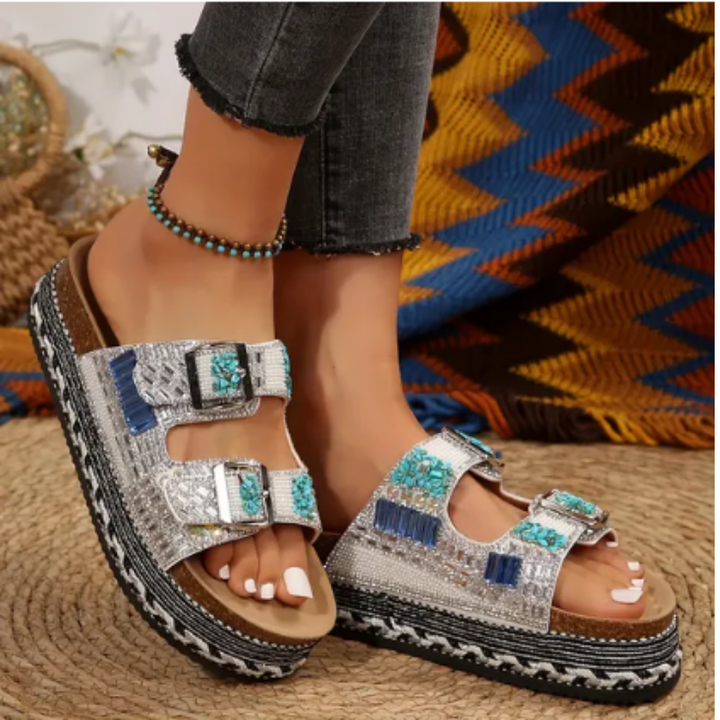 Curie | Summer Sequin Platform Orthopedic Sandals For Women