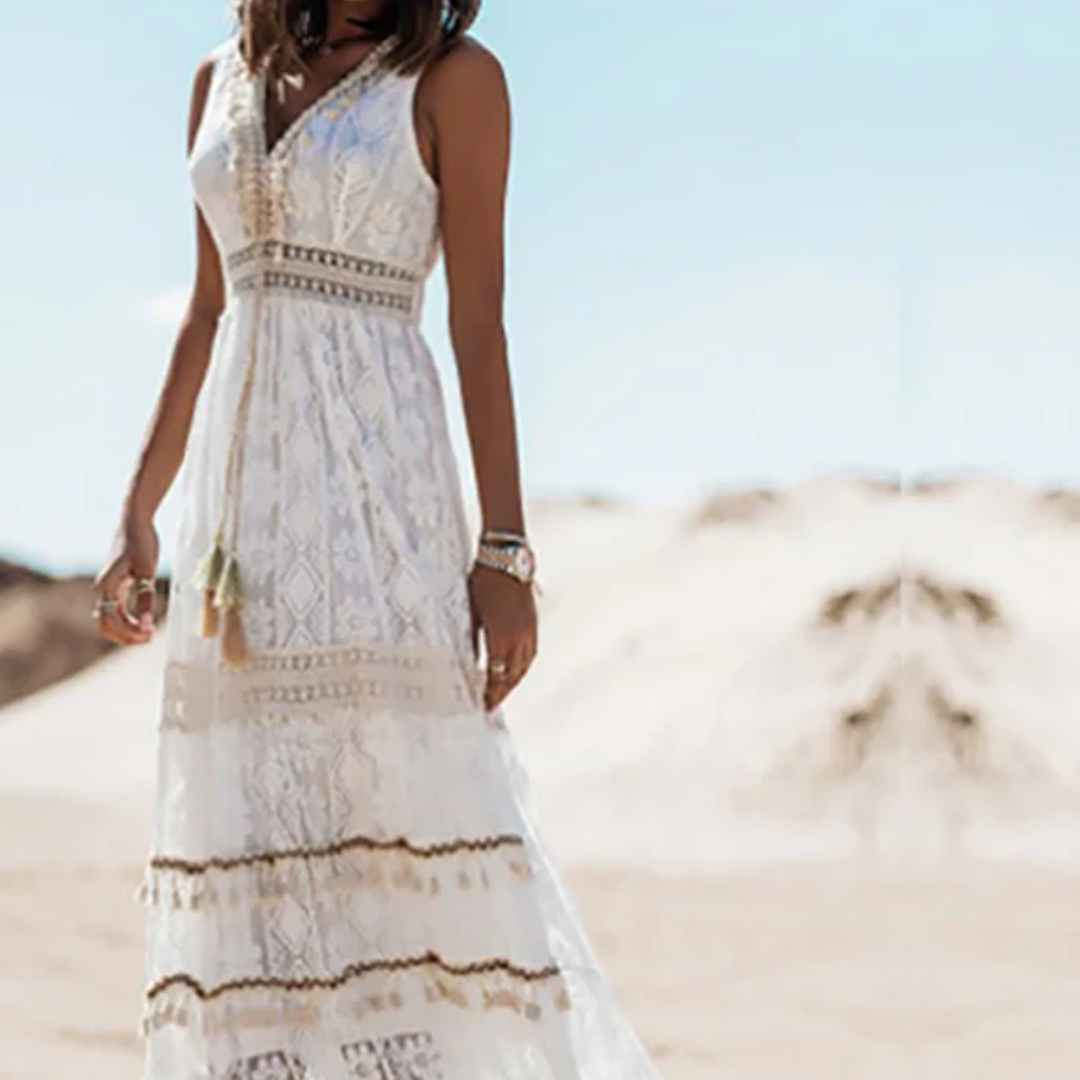 Violet | White Boho Maxi Dress For Women