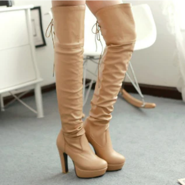 Denell | Chic Waterproof Knee High Heeled Boots For Women