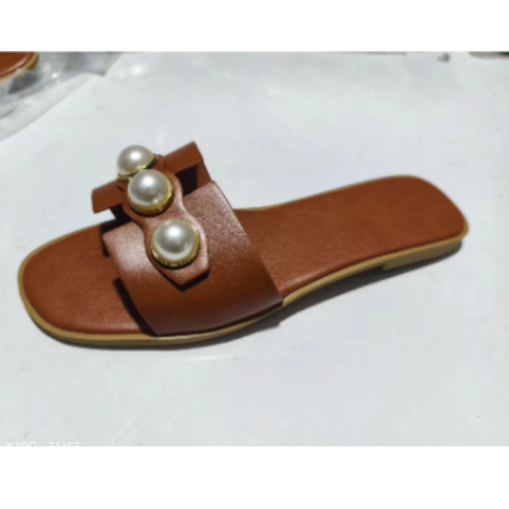 Diellza | Stylish Orthopedic Pearl Flat Sandals For Women