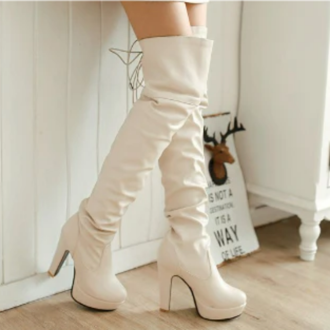 Denell | Chic Waterproof Knee High Heeled Boots For Women