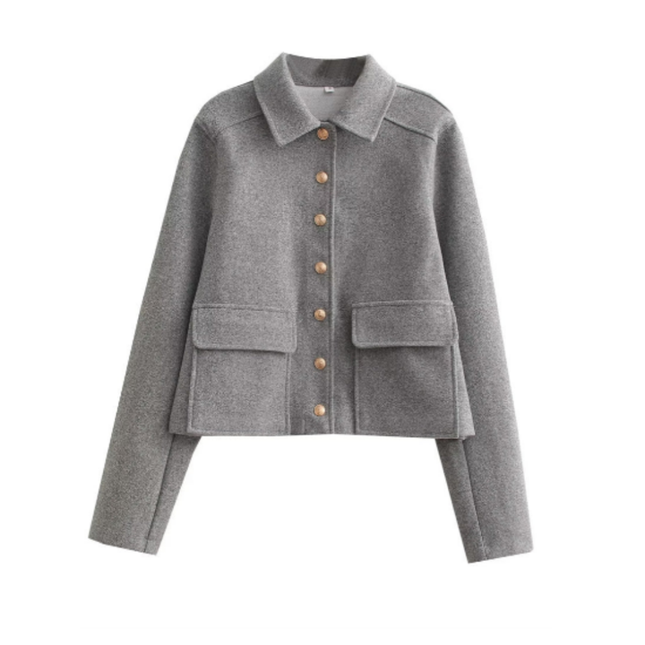 Zulima | Stylish Warm Button Down Cropped Jacket For Women