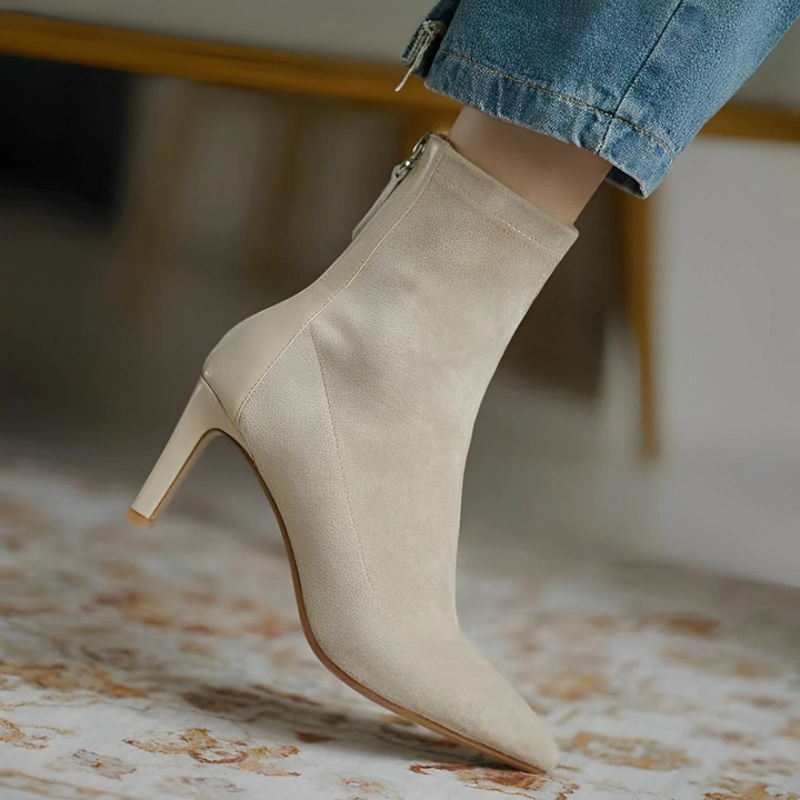 Diann | Elegant Pointed Ankle Zip Boots For Women