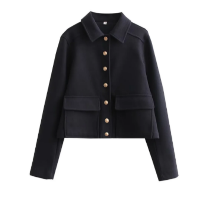 Zulima | Stylish Warm Button Down Cropped Jacket For Women