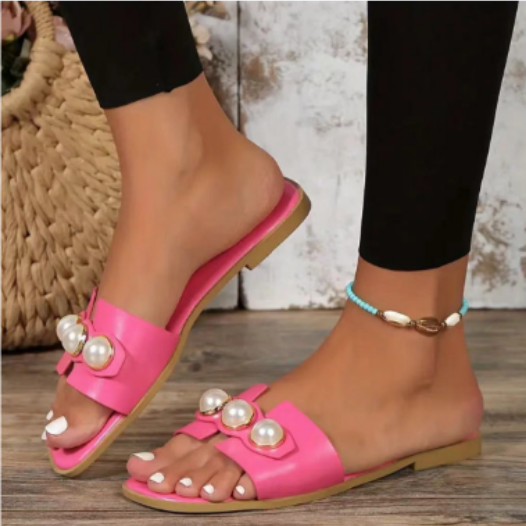 Diellza | Stylish Orthopedic Pearl Flat Sandals For Women