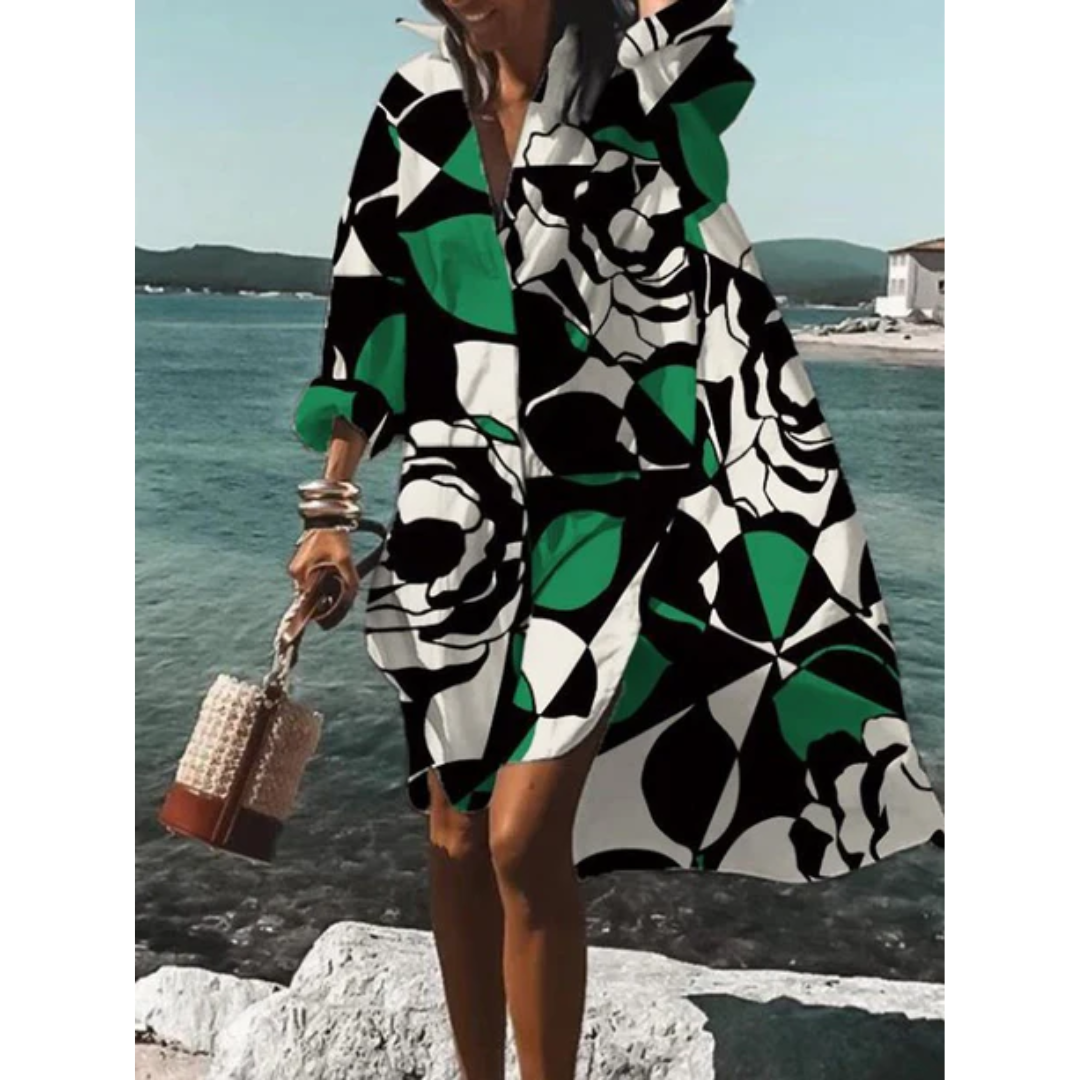 Rosa | Summer Printed Oversized Midi Dress For Women