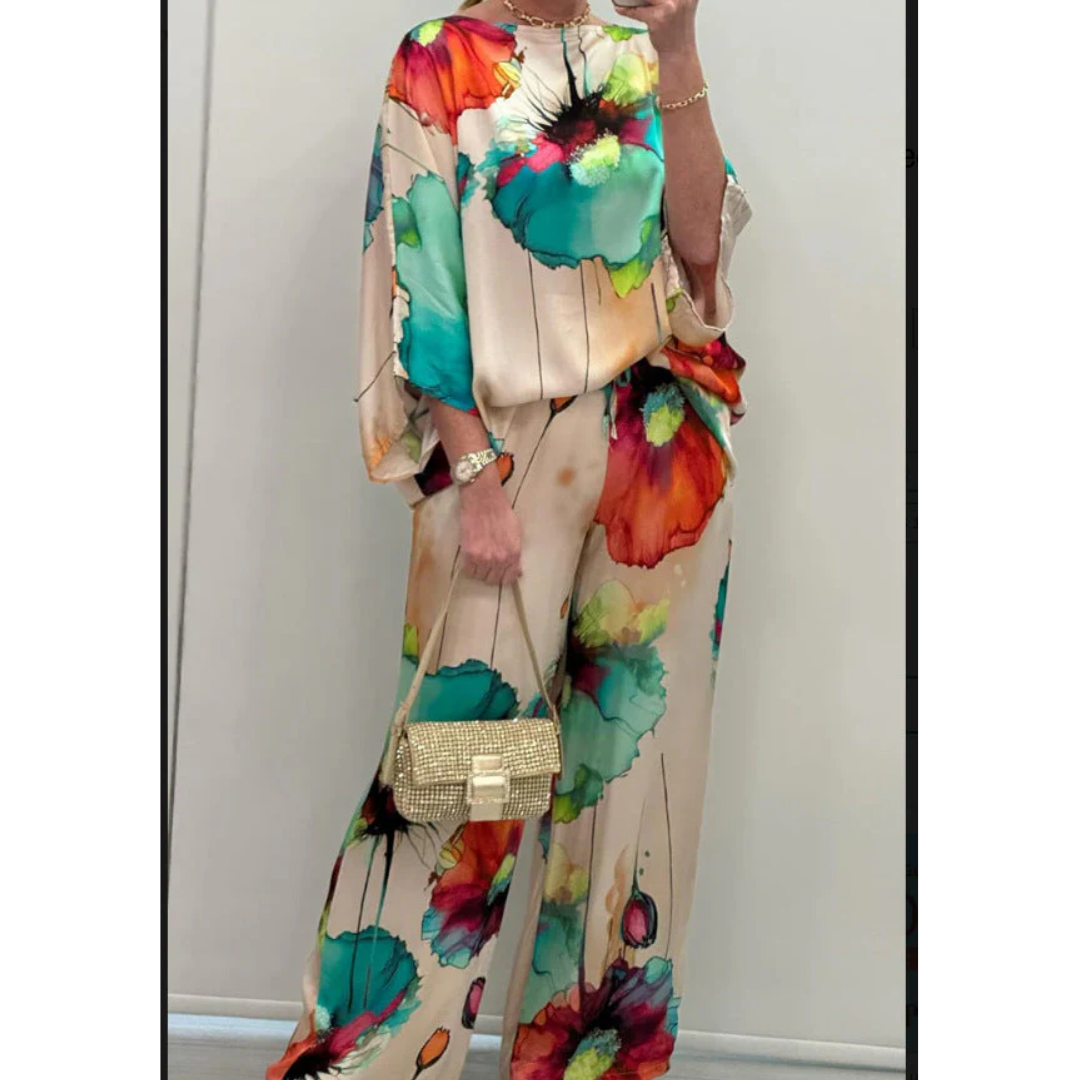 Xylonia | Floral Summer Pants And Top Set For Women