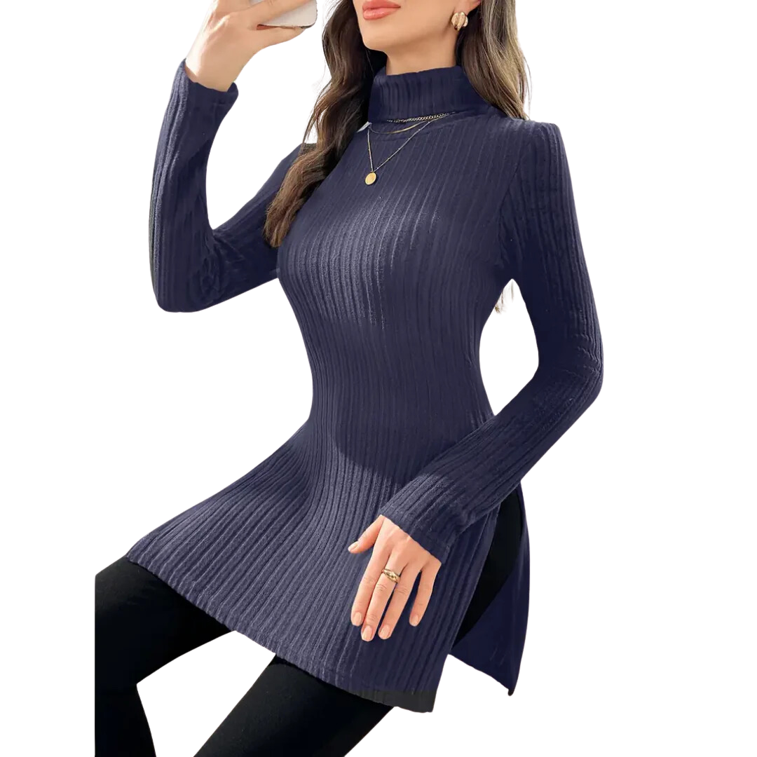 Eztli | Elegant Warm Long Turtle Neck Sweater For Women