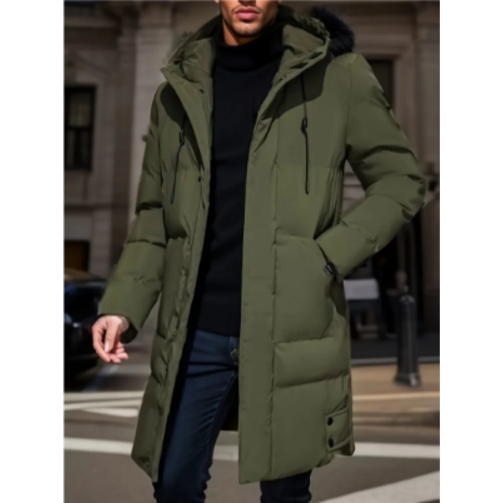 Xathieur | Warm Winter Long Hooded Puffer Jacket For Men