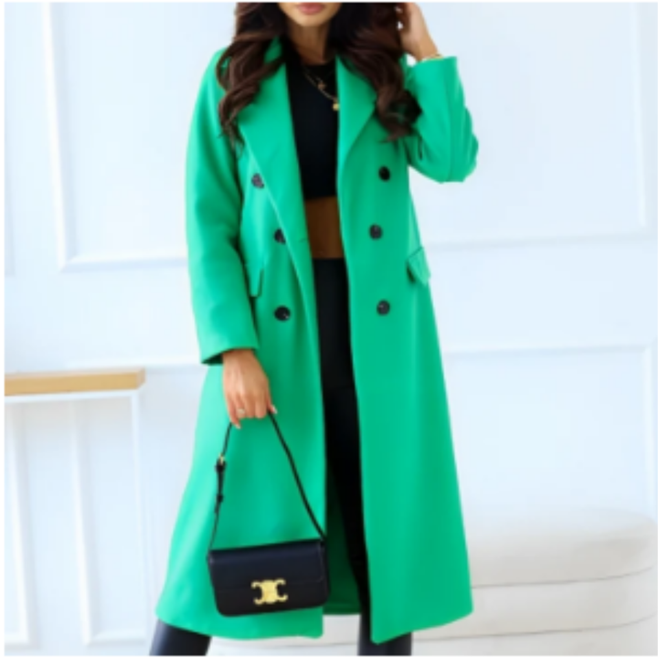 Natty | Elegant Winter Warm Double Breasted Long Coat For Women