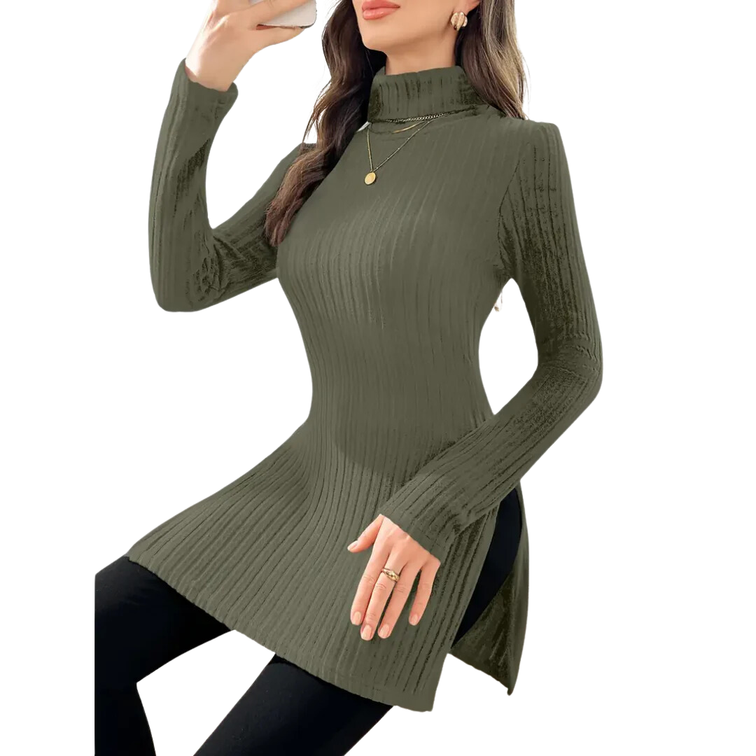 Eztli | Elegant Warm Long Turtle Neck Sweater For Women