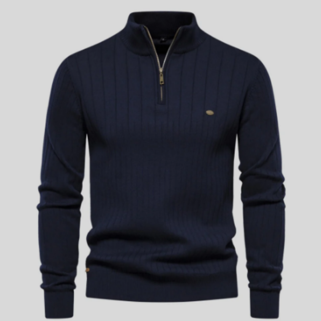 Ashby | Stylish Half Zip Fit Ribbed Sweater For Men