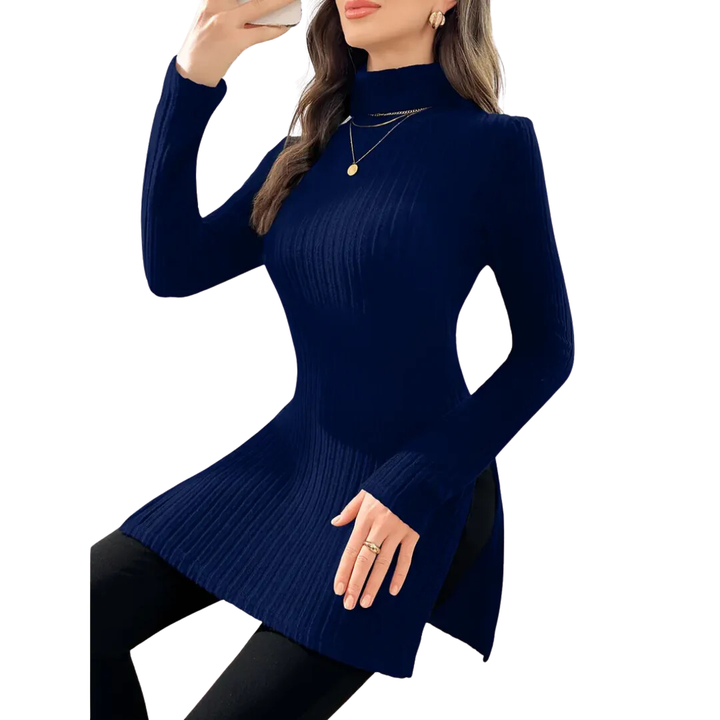 Eztli | Elegant Warm Long Turtle Neck Sweater For Women