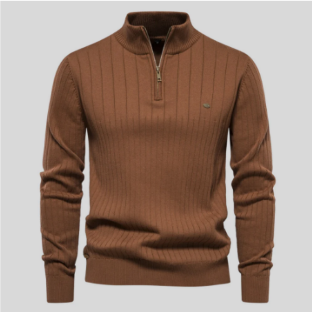 Ashby | Stylish Half Zip Fit Ribbed Sweater For Men