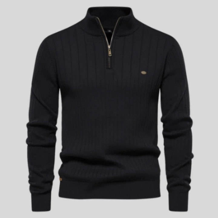 Ashby | Stylish Half Zip Fit Ribbed Sweater For Men