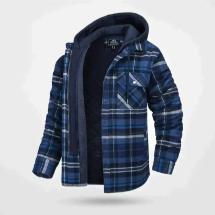 Wario | Warm Button Down Hooded Plaid Jacket for Men