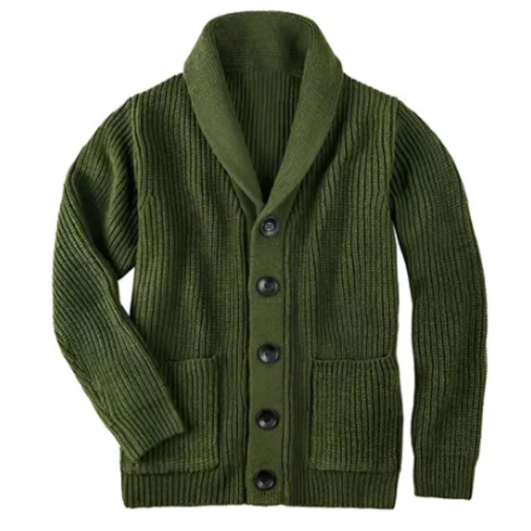 Viorel | Warm Shawl Collar Ribbed Cardigan For Men