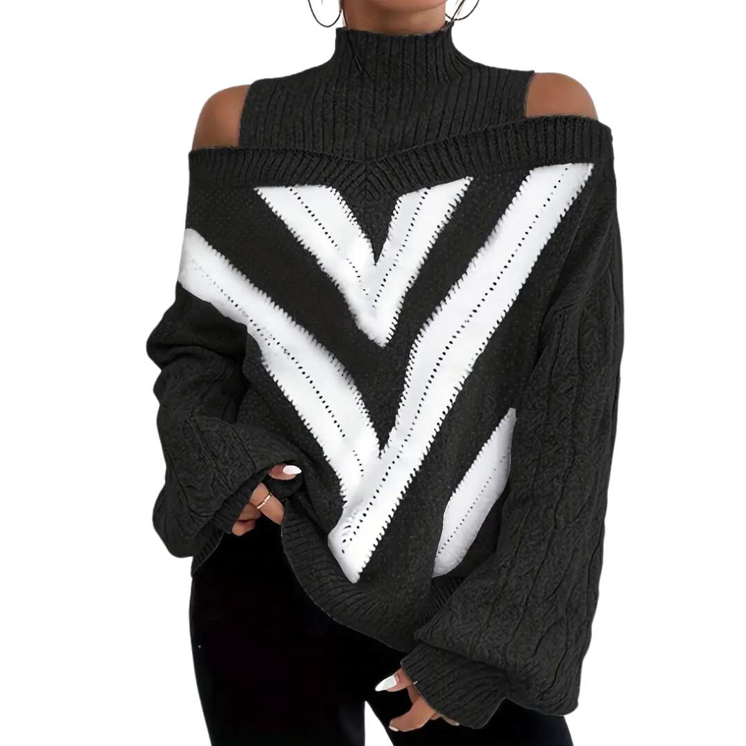 Kinley | Stylish Warm Geometric Print Knitted Sweater For Women