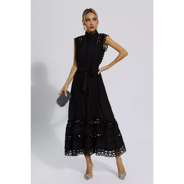 Xyla | Black Formal Midi Dress For Women