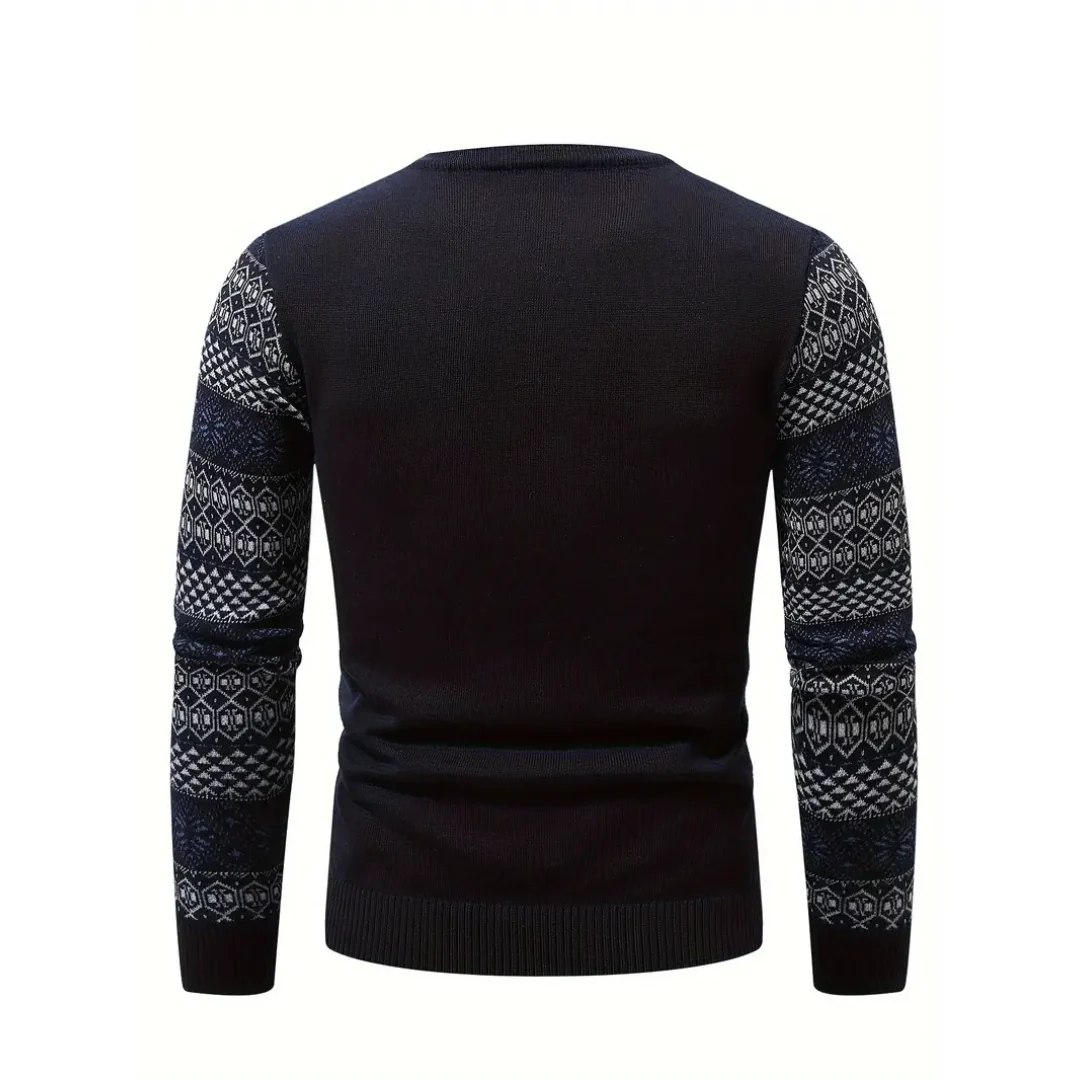 Derk | Warm Printed Slim Fit Sweater For Men