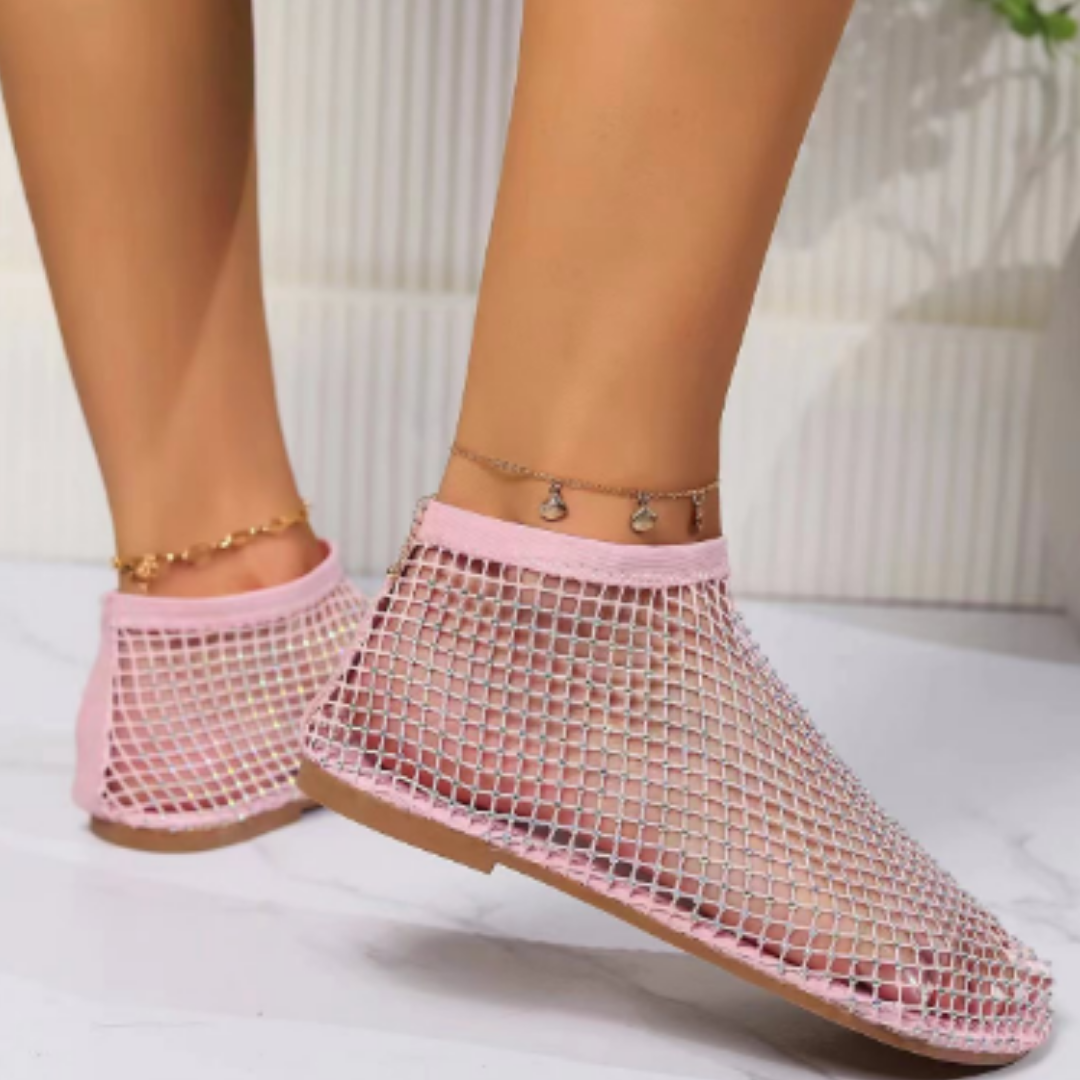 Daiana | Evening Glittery Orthopedic Net Sandals For Women