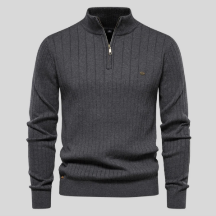 Ashby | Stylish Half Zip Fit Ribbed Sweater For Men