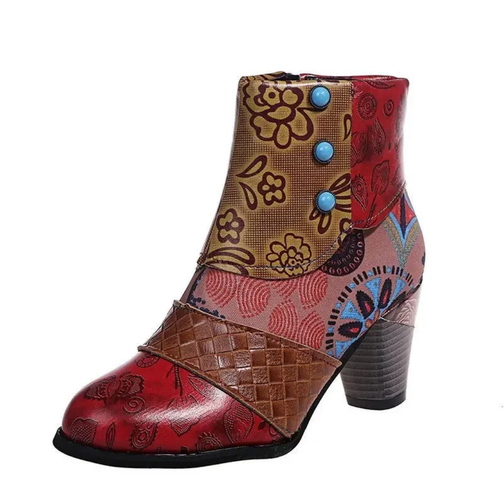 Chioma | Stylish Patchwork Heeled Ankle Boots For Women