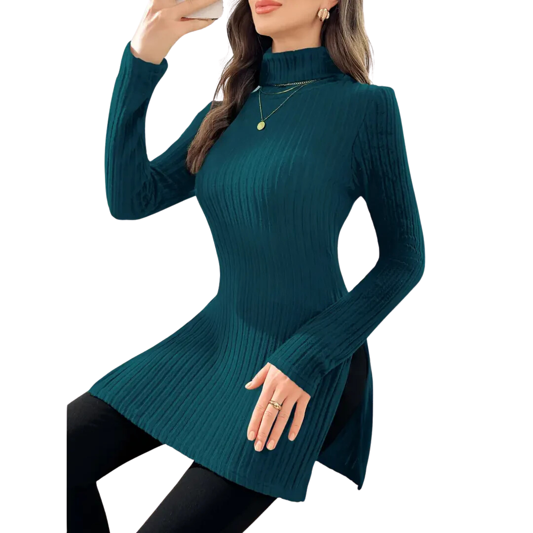 Eztli | Elegant Warm Long Turtle Neck Sweater For Women