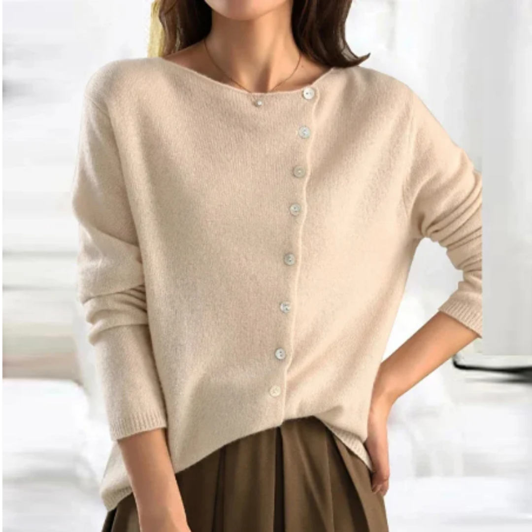 Pealle | Stylish Asymmetrical Button Down Winter Cardigan For Women