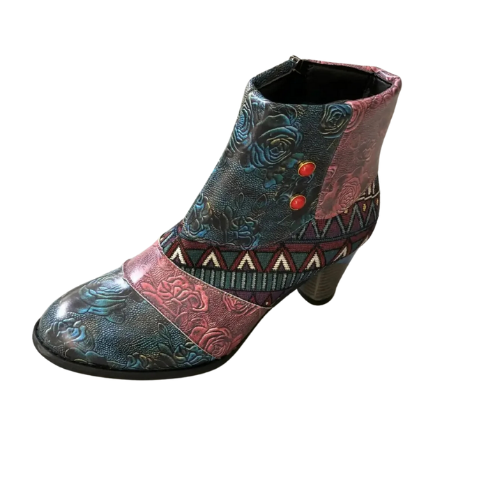 Chioma | Stylish Patchwork Heeled Ankle Boots For Women