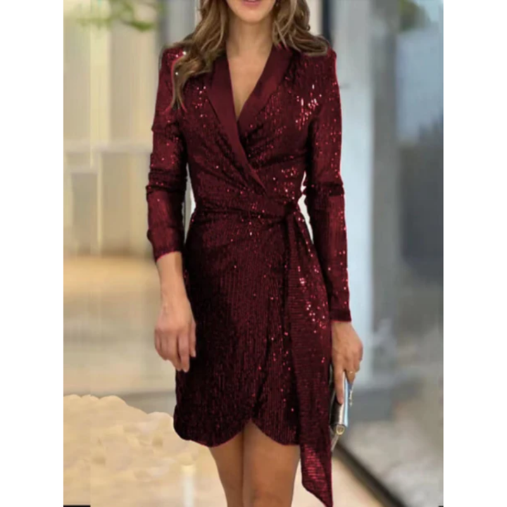 Orlanda | Evening Sequin Wrap Mini Dress For Women