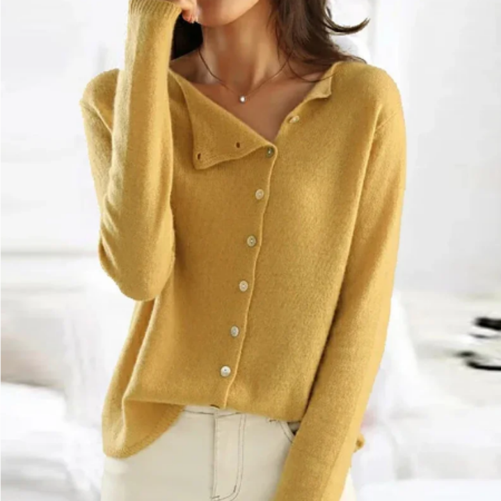 Pealle | Stylish Asymmetrical Button Down Winter Cardigan For Women