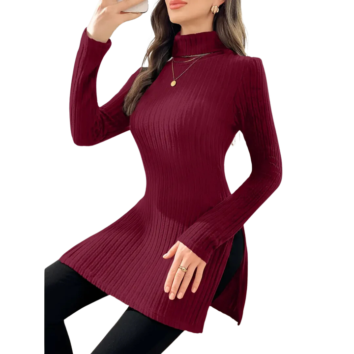 Eztli | Elegant Warm Long Turtle Neck Sweater For Women