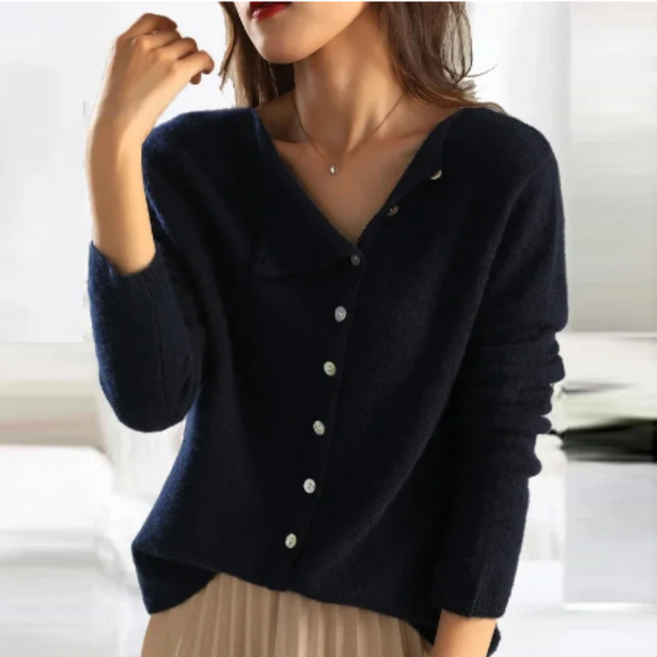 Pealle | Stylish Asymmetrical Button Down Winter Cardigan For Women