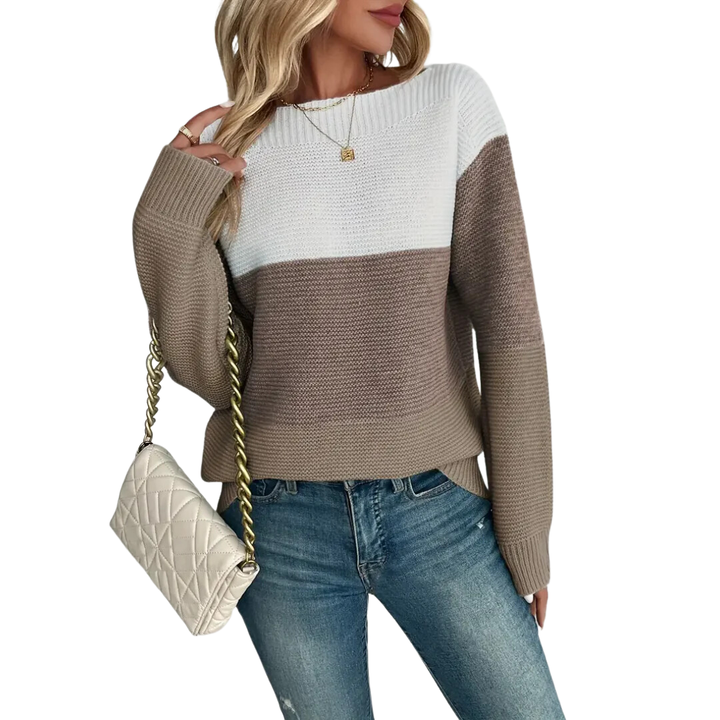 Danney | Stylish Warm Boat Neck Knitted Sweater For Women